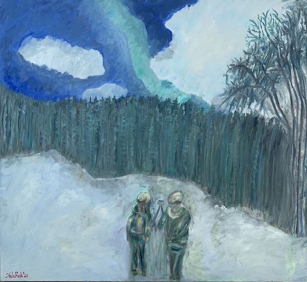 Nordlys i fullmåne